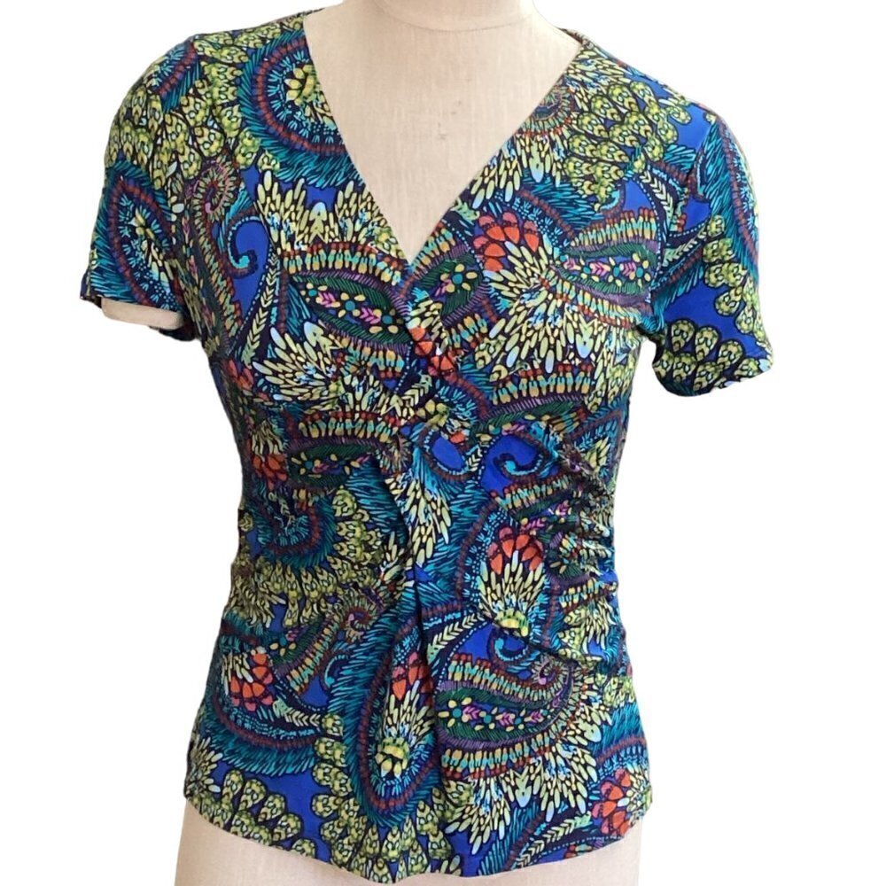 Cable & Gauge Petite Surplice V-Neck Paisley Top Petite No size tag -S/M 158G